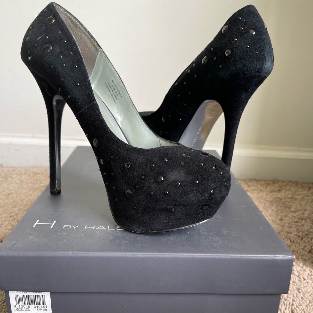 H by Halston Black Angelica Suede Heels. 8.5 Women’s.